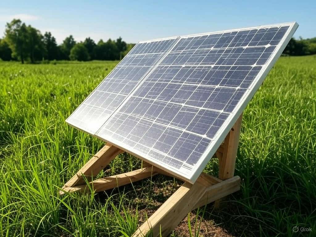 Solarpanel montiert im Freien mit Halterung