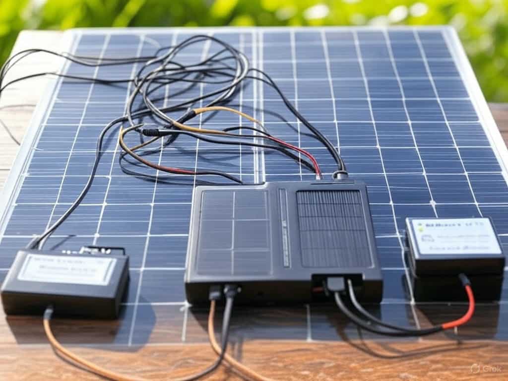 Verkabelung zwischen Panel, Laderegler und Batterie